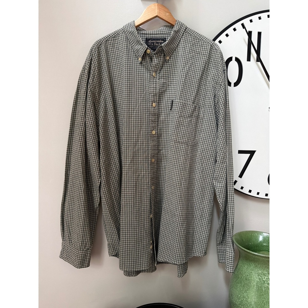 Vintage Abercrombie & Fitch Men's XL Plaid Long Sleeve Button-Down Heavy Shirt